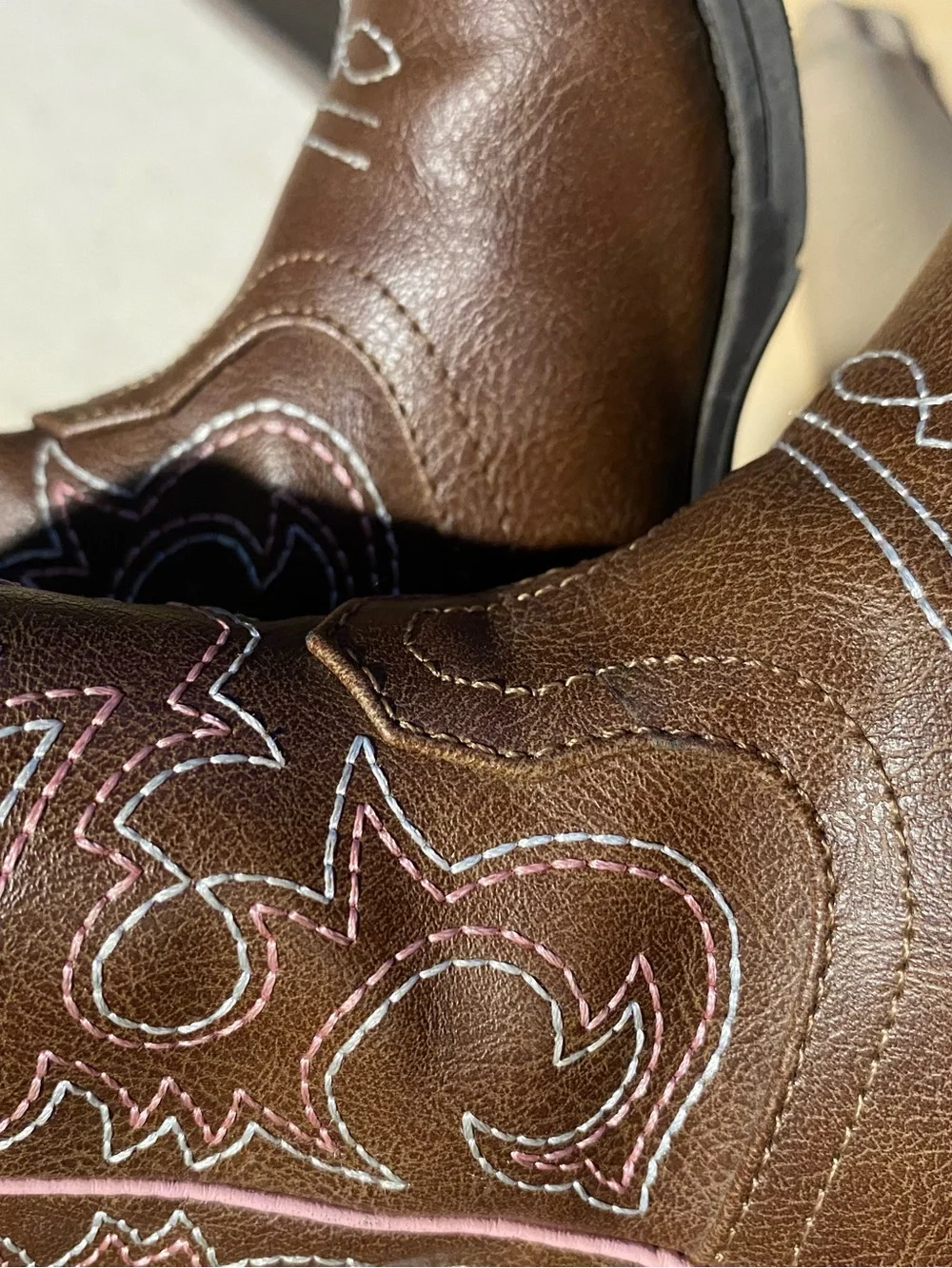 Kids little girl Brown Cowgirl Boots Wonder Nation’s Pink Lining in size 8